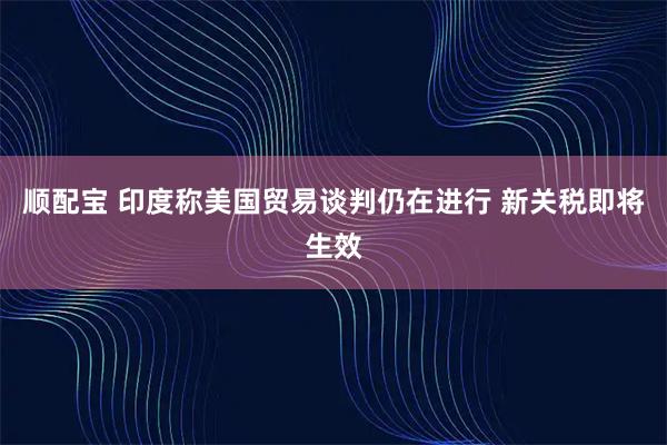 顺配宝 印度称美国贸易谈判仍在进行 新关税即将生效