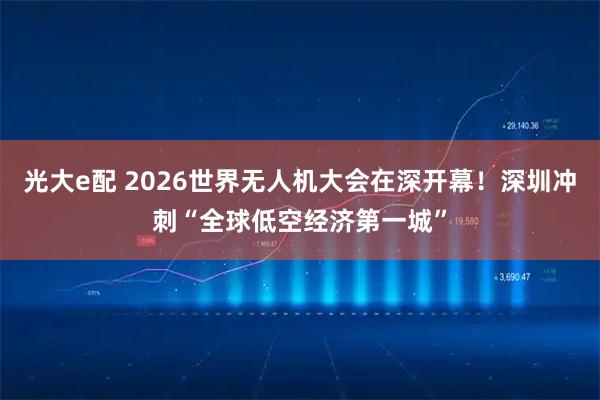 光大e配 2026世界无人机大会在深开幕！深圳冲刺“全球低空经济第一城”