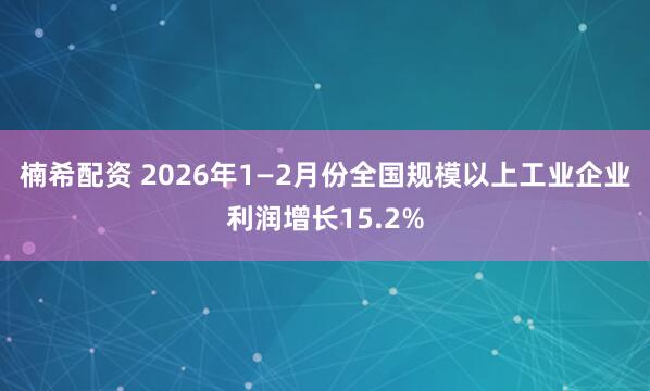 楠希配资 2026年1—2月份全国规模以上工业企业利润增长15.2%