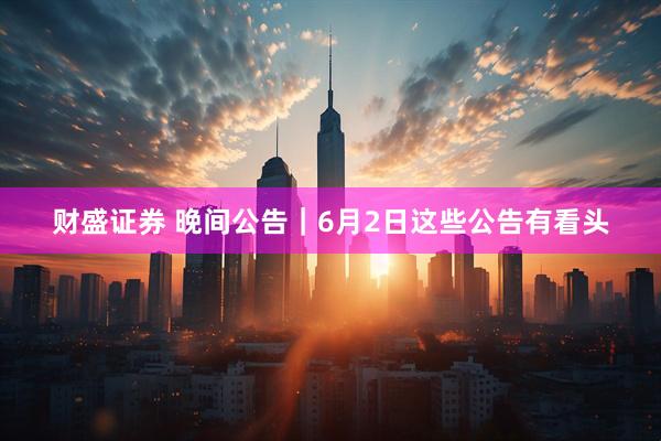 财盛证券 晚间公告｜6月2日这些公告有看头