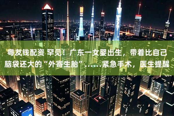 粤友钱配资 罕见！广东一女婴出生，带着比自己脑袋还大的“外寄生胎”……紧急手术，医生提醒